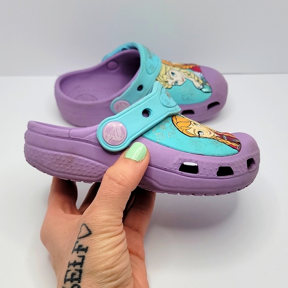 CROCS Other - Crocs Kids × Disney Frozen Elsa & Anna lilac clogs | Toddler 8/9